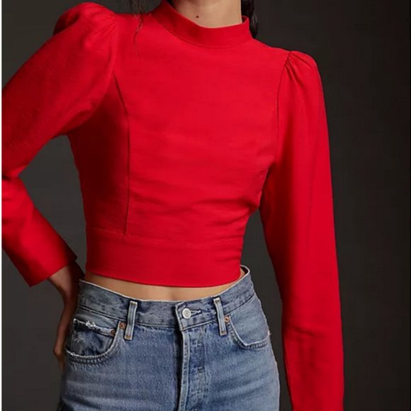 Anthropologie Maeve 16 NWT Black Open-Back Blouse Top Bow Tie back - Picture 3 of 6